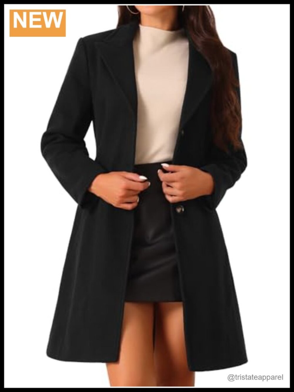 Women's Winter Wool Peacoat Notched Lapel Long Sleeve Fully Lined Single